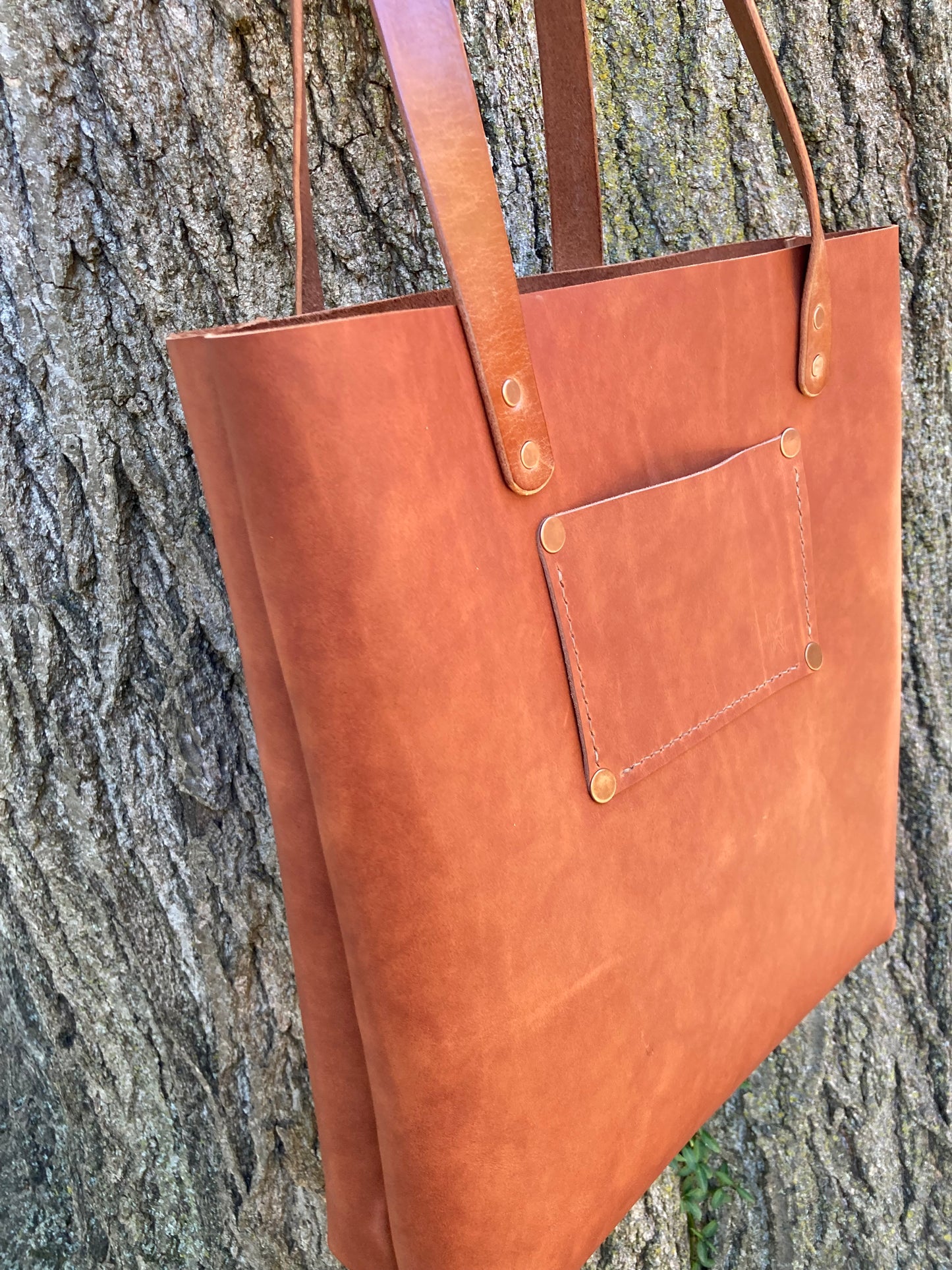 Large Antique Cognac Tote Bag