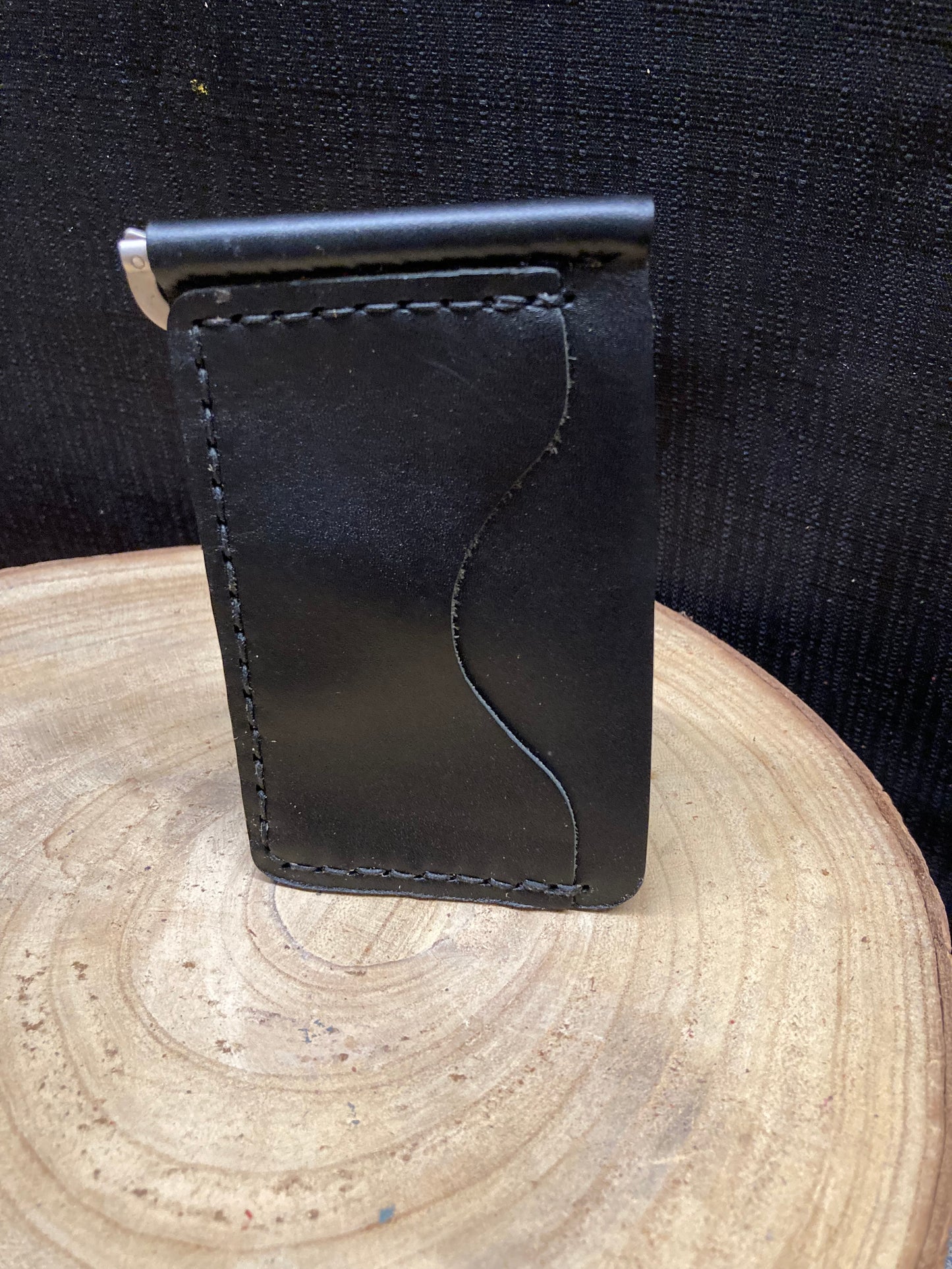 Horween Black Illini Leather Money Clip Wallet