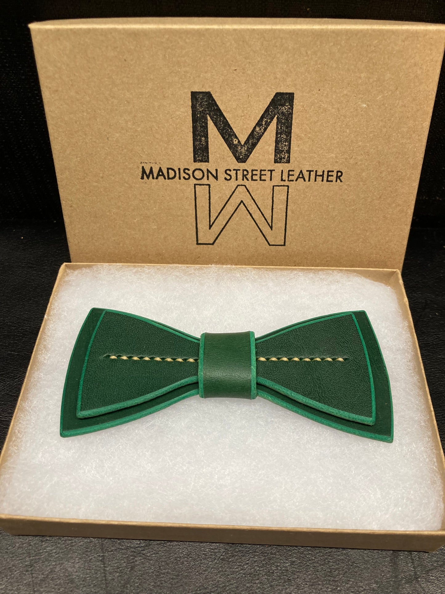 Irish Green Leather Bowtie
