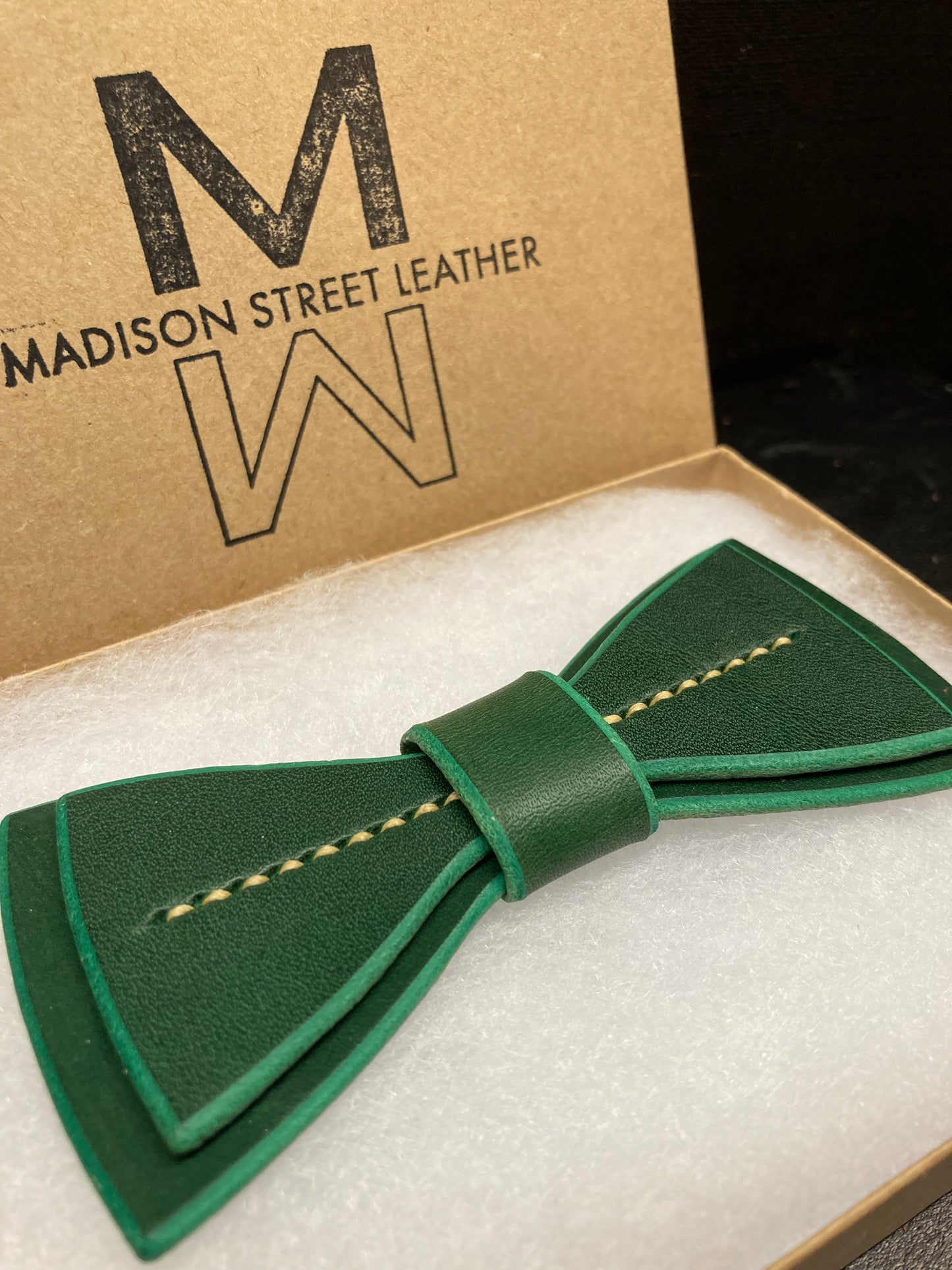 Irish Green Leather Bowtie
