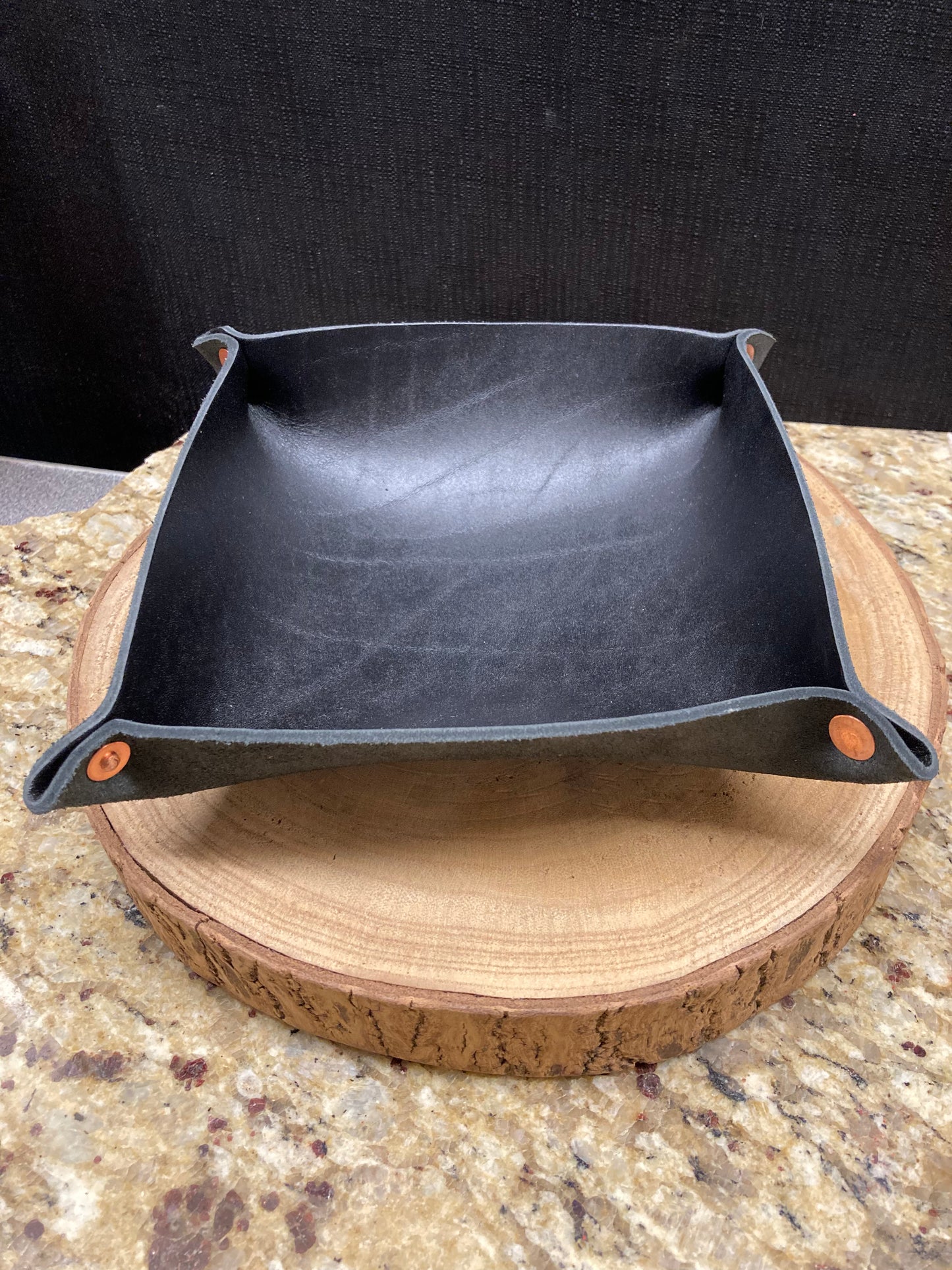 Black Leather Catch All Tray