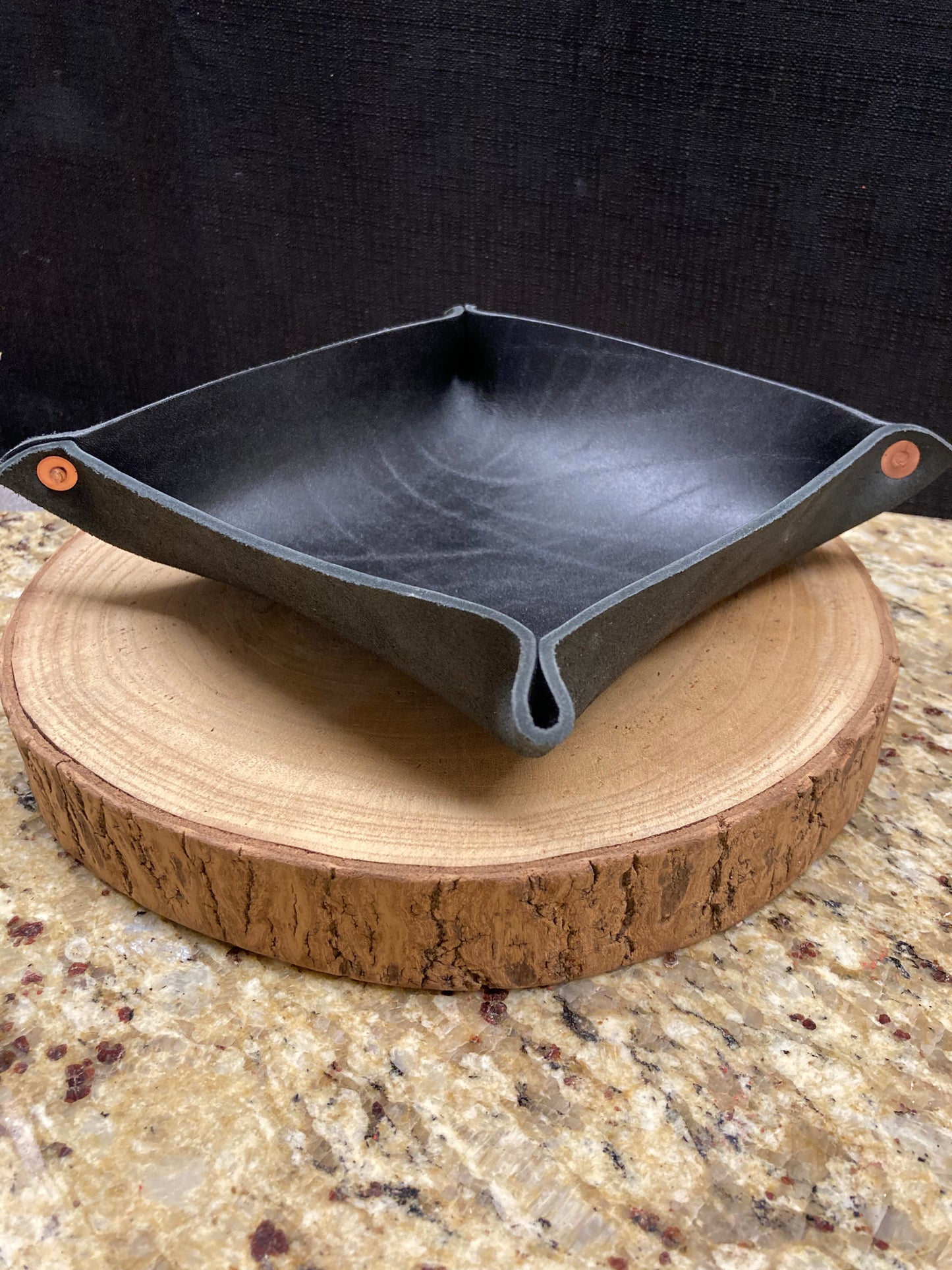 Black Leather Catch All Tray