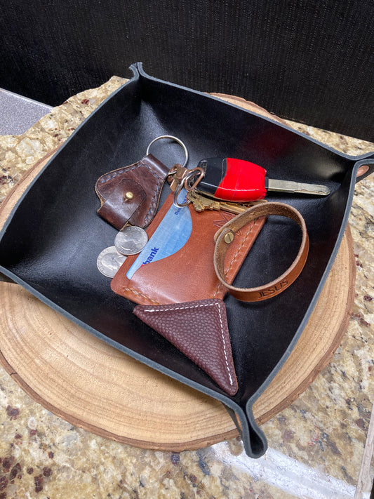 Black Leather Catch All Tray
