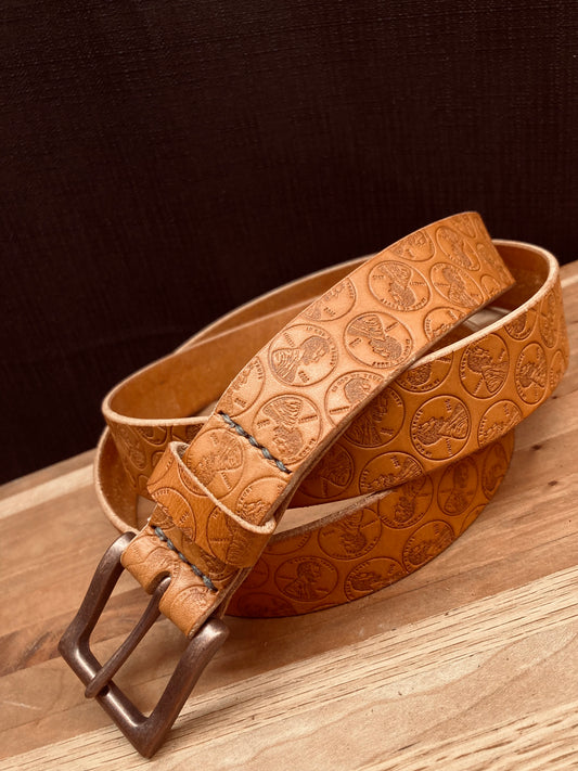 English Tan Pennies Belt
