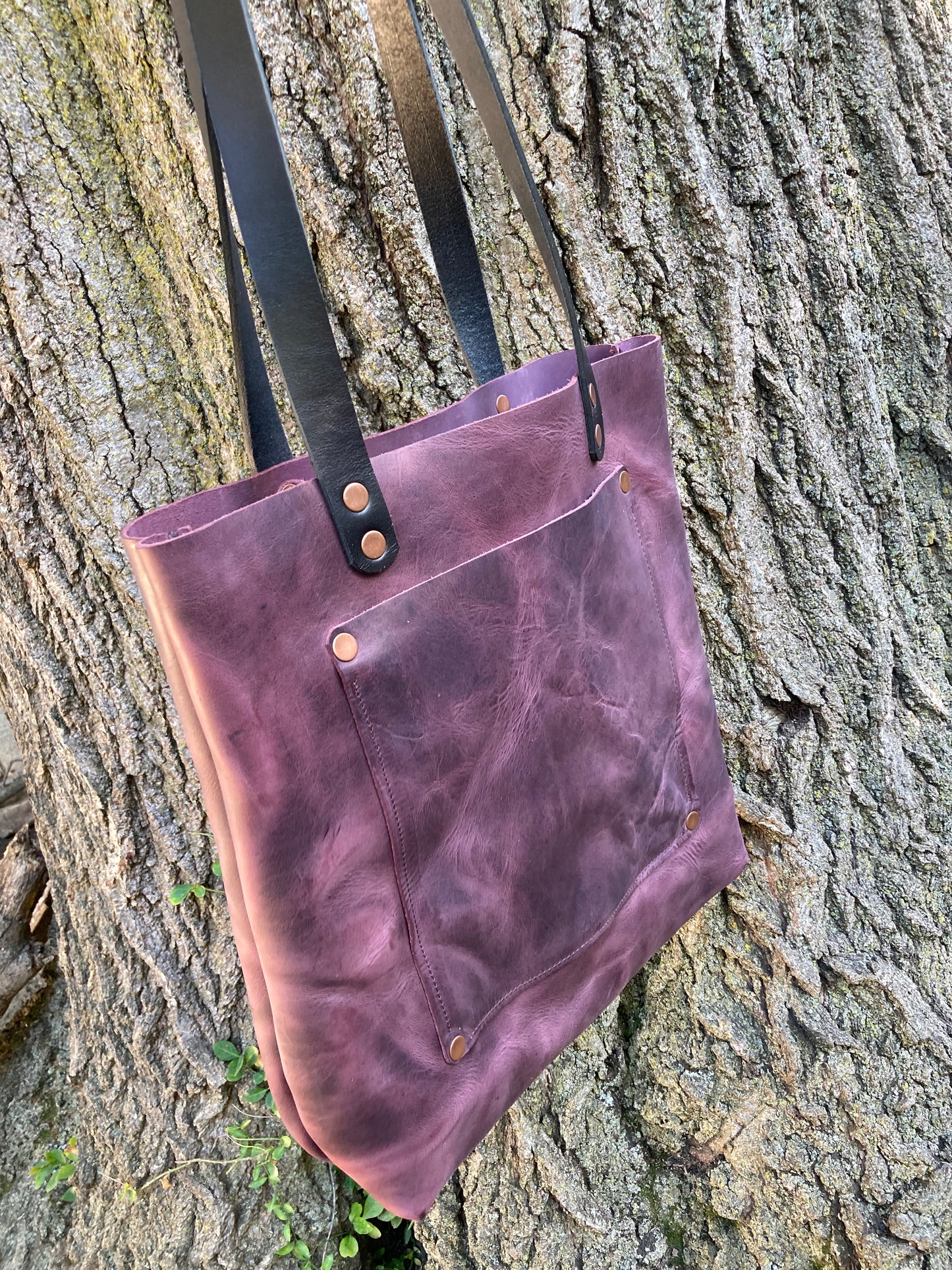 Purple Fusion Leather Tote Bag