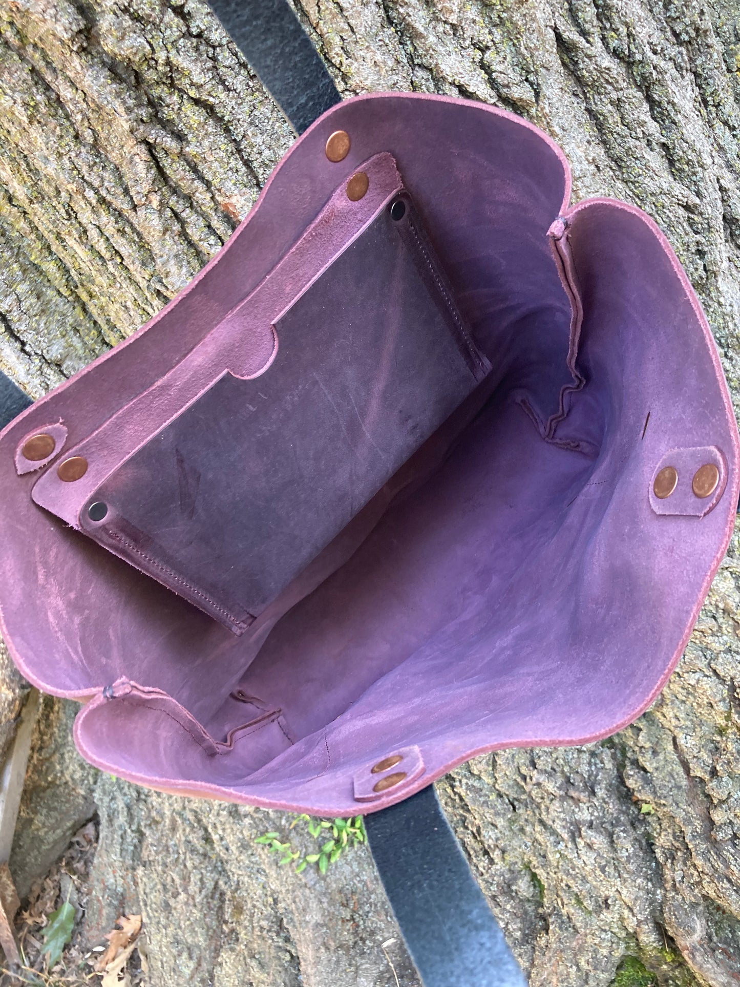 Purple Fusion Leather Tote Bag