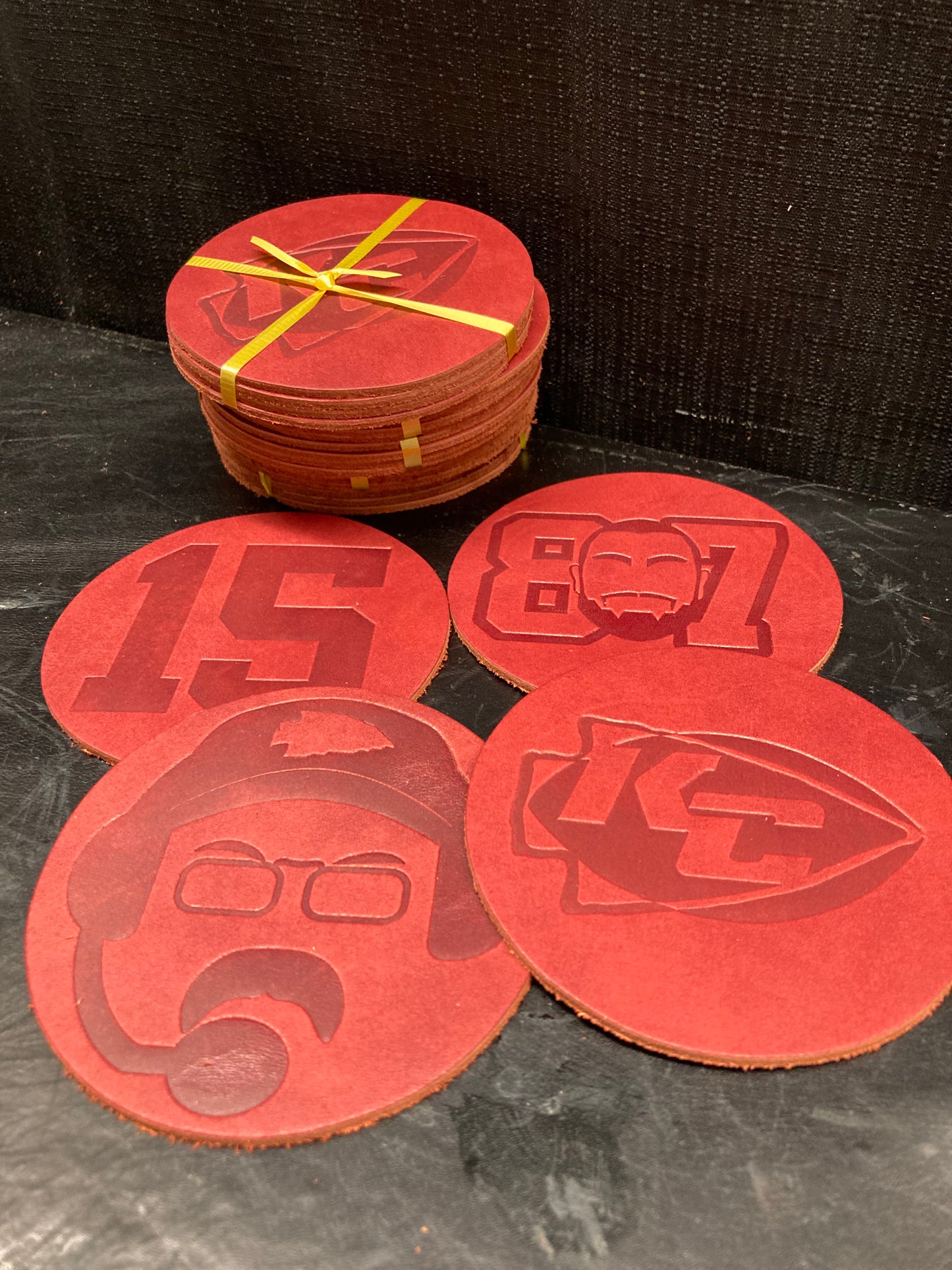 KC Football Coasters (set of 4)