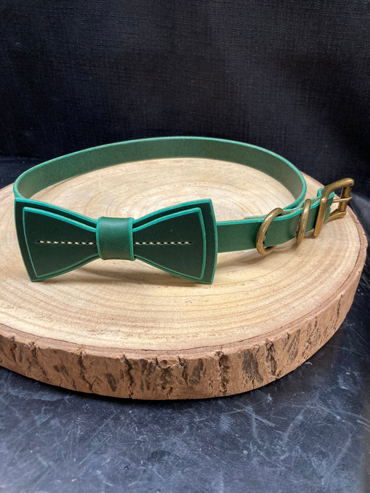 Irish Green Dog Collar with Bowtie