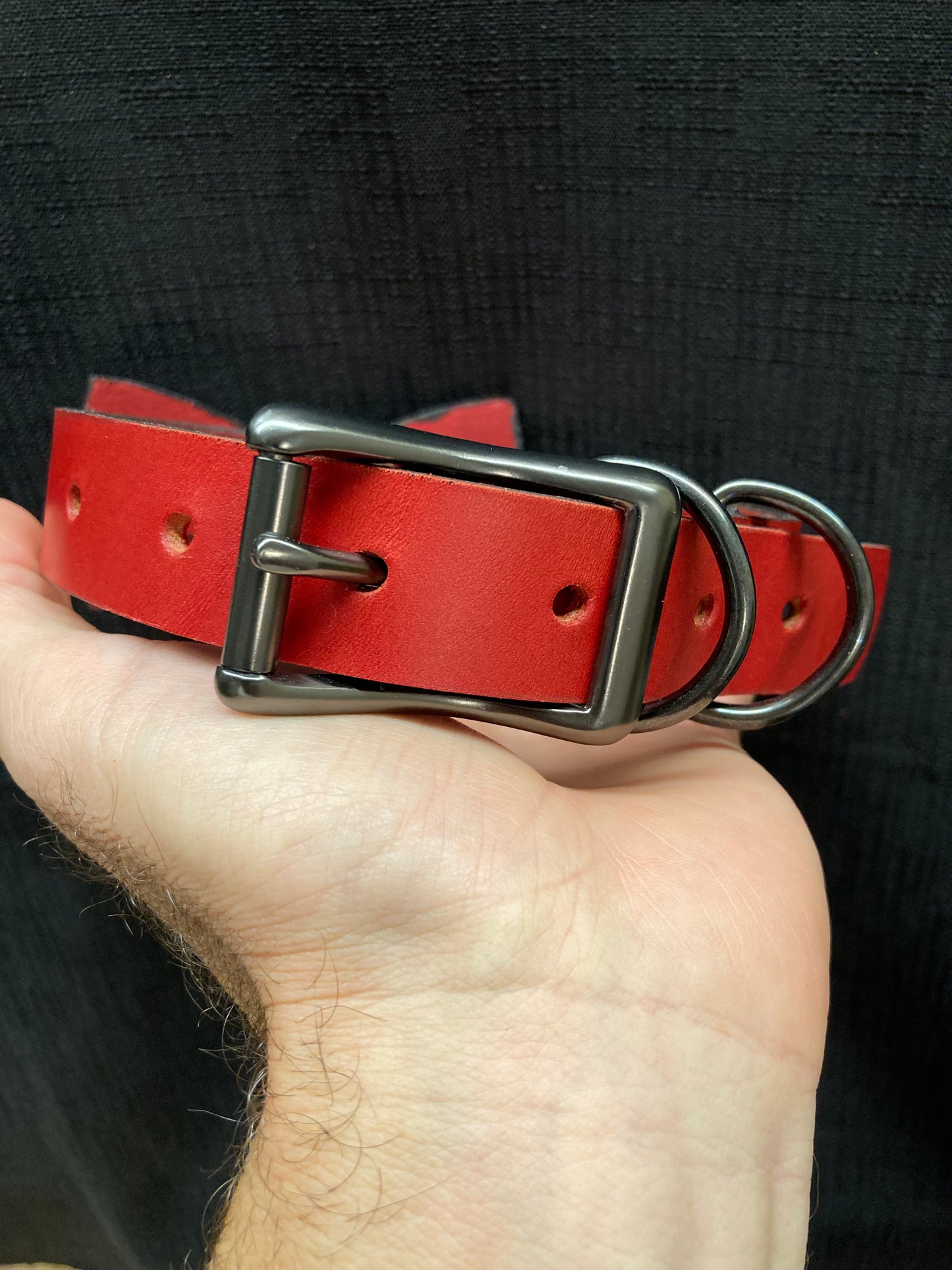 Red (Black Edges) Dog Collar with Bowtie