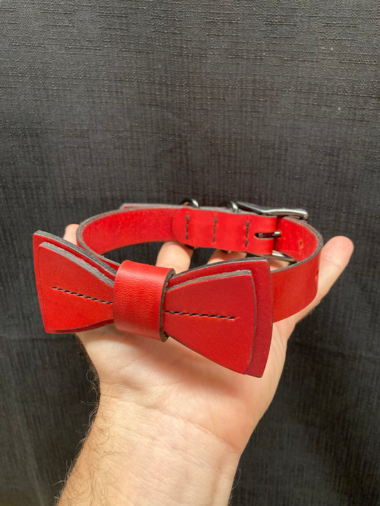 Red (Black Edges) Dog Collar with Bowtie