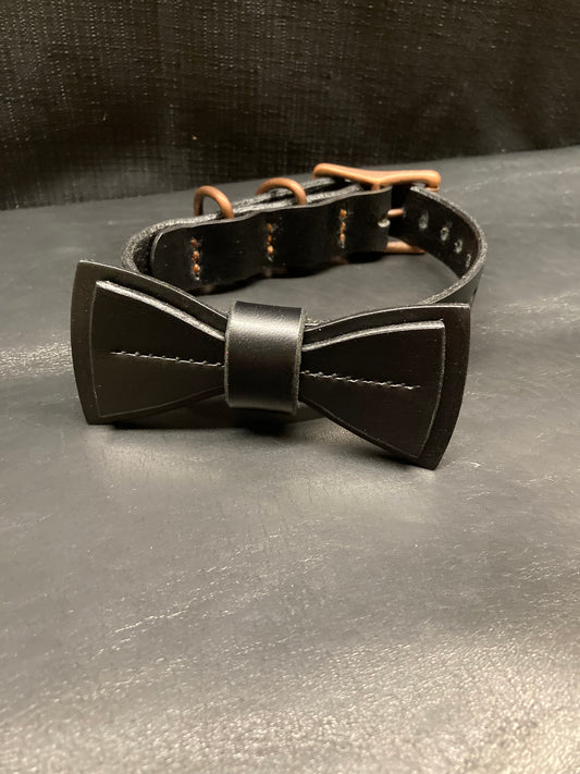 Black Dog Collar with Bowtie