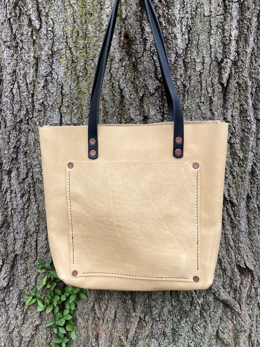 Antique Bone Leather Tote Bag