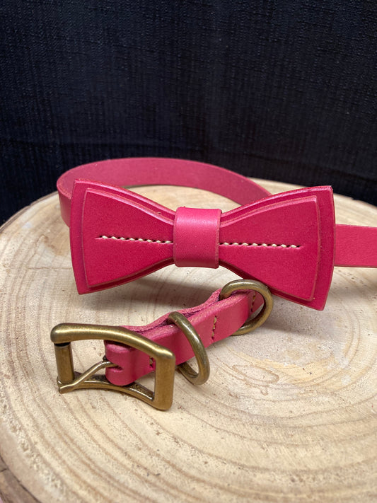 Pink Dog Collar with Bowtie