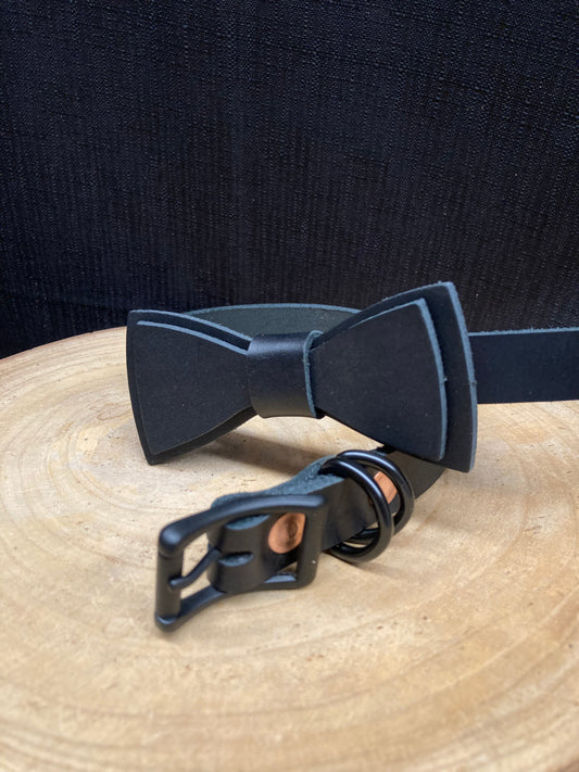 Black Dog Collar with Bowtie