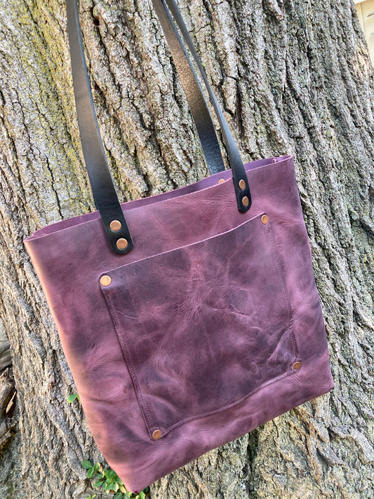 Purple Fusion Leather Tote Bag