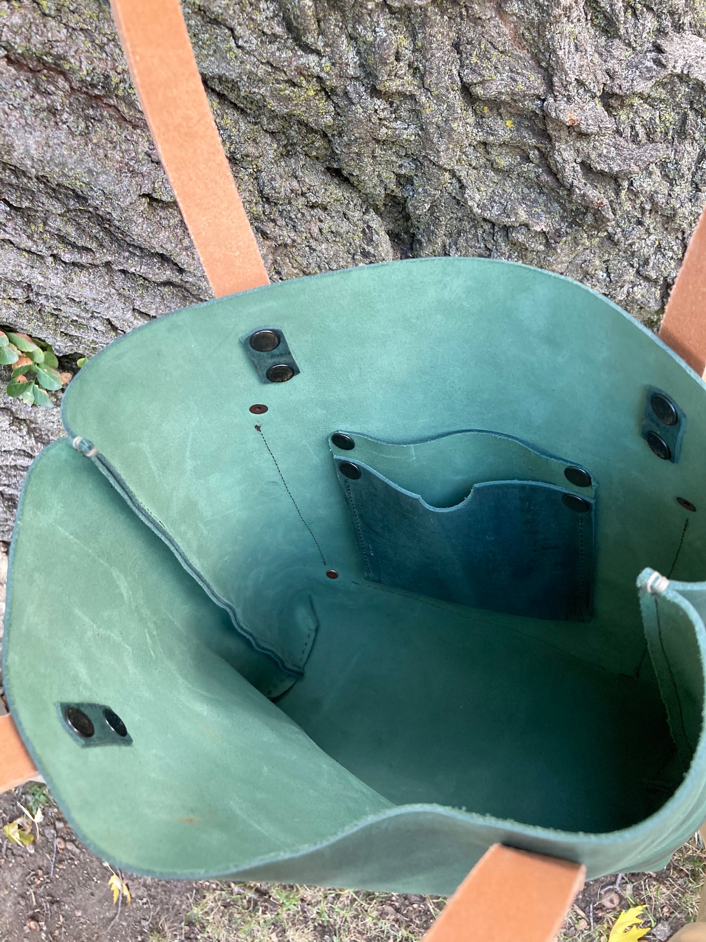 Green Leather Tote Bag